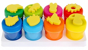 Пальчиковые краски – со штампами, 8 баночек. Маша и Медведь (MultiArt, 1532-ММsim)